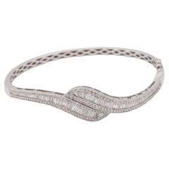 14k White Gold Mixed Cut Diamond Bangle