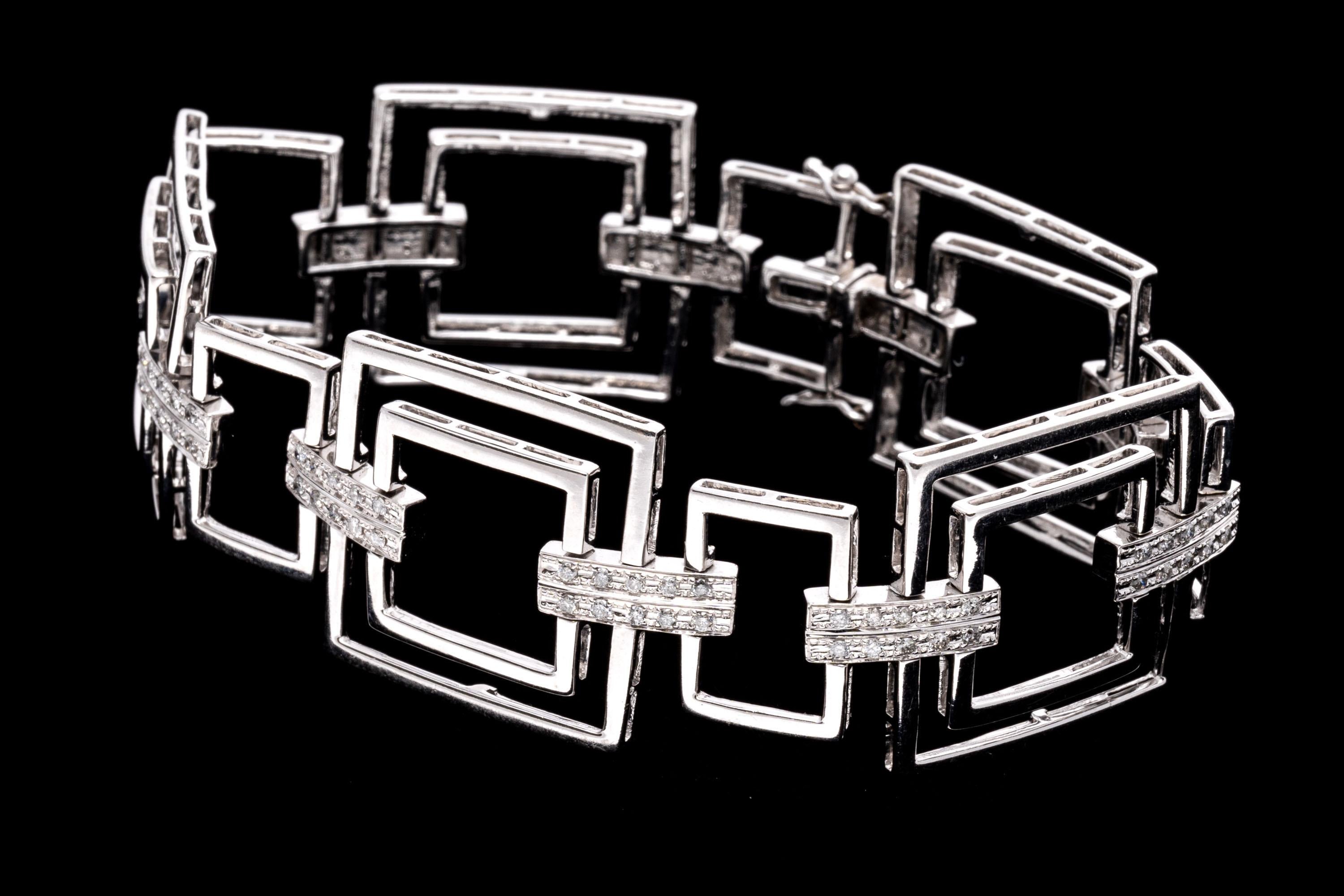 Bracciale a maglie quadrate e diamanti in oro bianco 14k Mod, App. 0,51 TCW in vendita 4
