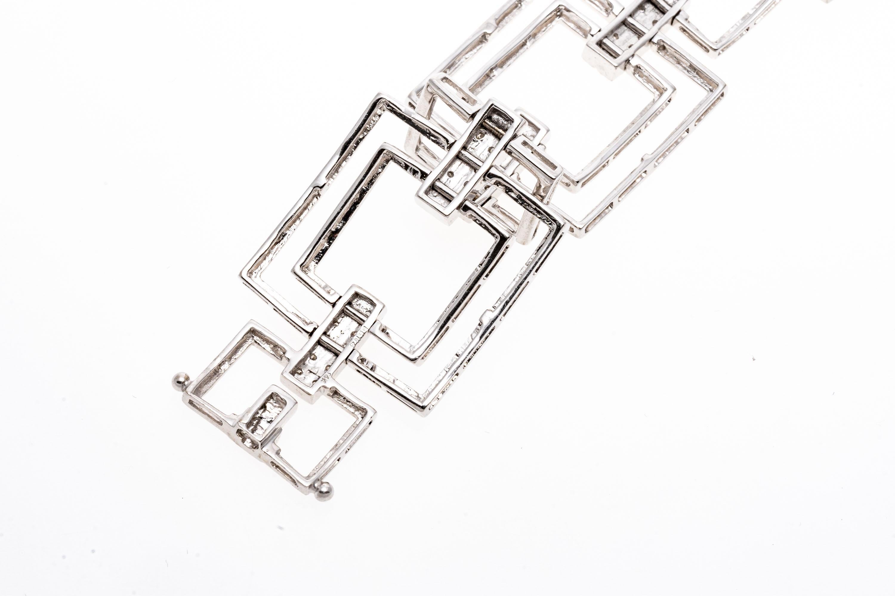 Bracciale a maglie quadrate e diamanti in oro bianco 14k Mod, App. 0,51 TCW In condizioni buone in vendita a Fairfield, CT
