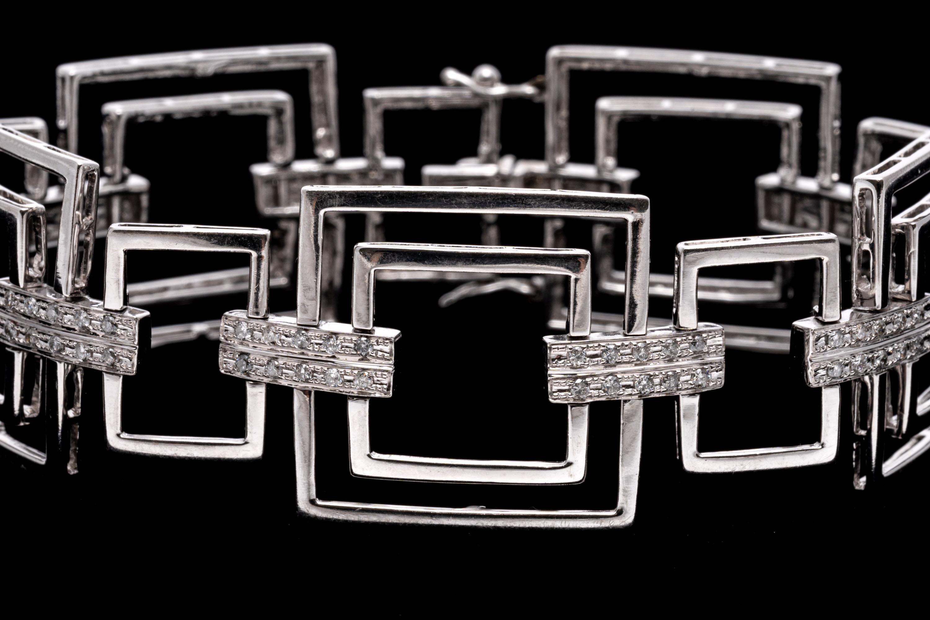 Bracciale a maglie quadrate e diamanti in oro bianco 14k Mod, App. 0,51 TCW in vendita 1