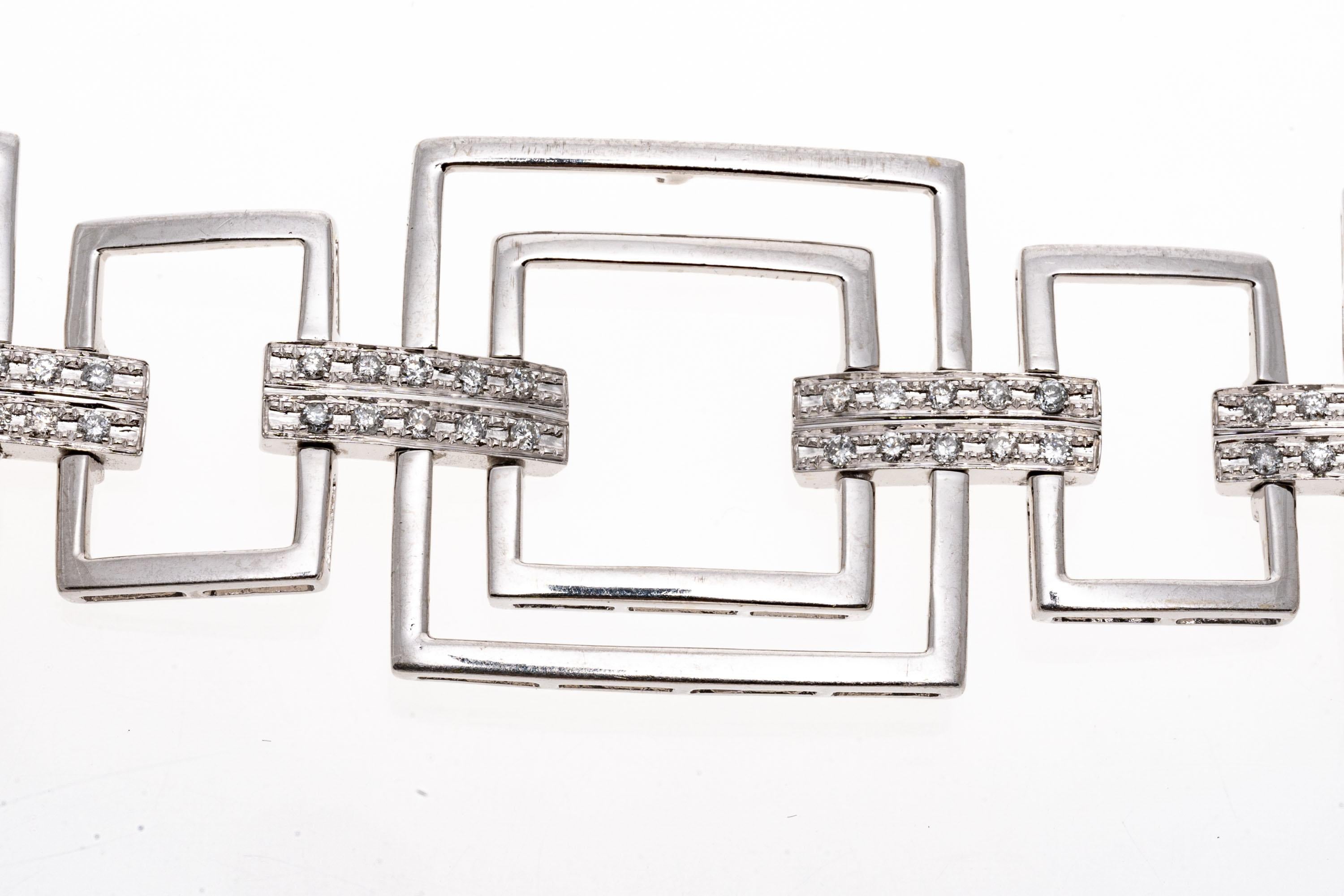Bracciale a maglie quadrate e diamanti in oro bianco 14k Mod, App. 0,51 TCW in vendita 3