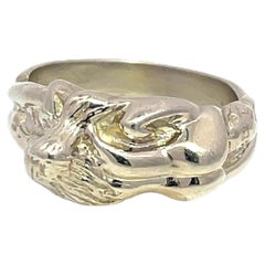 14k Weißgold Moderne Exotische Erotik Ring, 7,35g, Größe 7,7