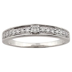 14K White Gold Modern Round Diamond Eternity Band Ring, 0.22ct