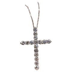 14K white gold Moissanite Cross Necklace Unisex Pendant Necklace Gift.