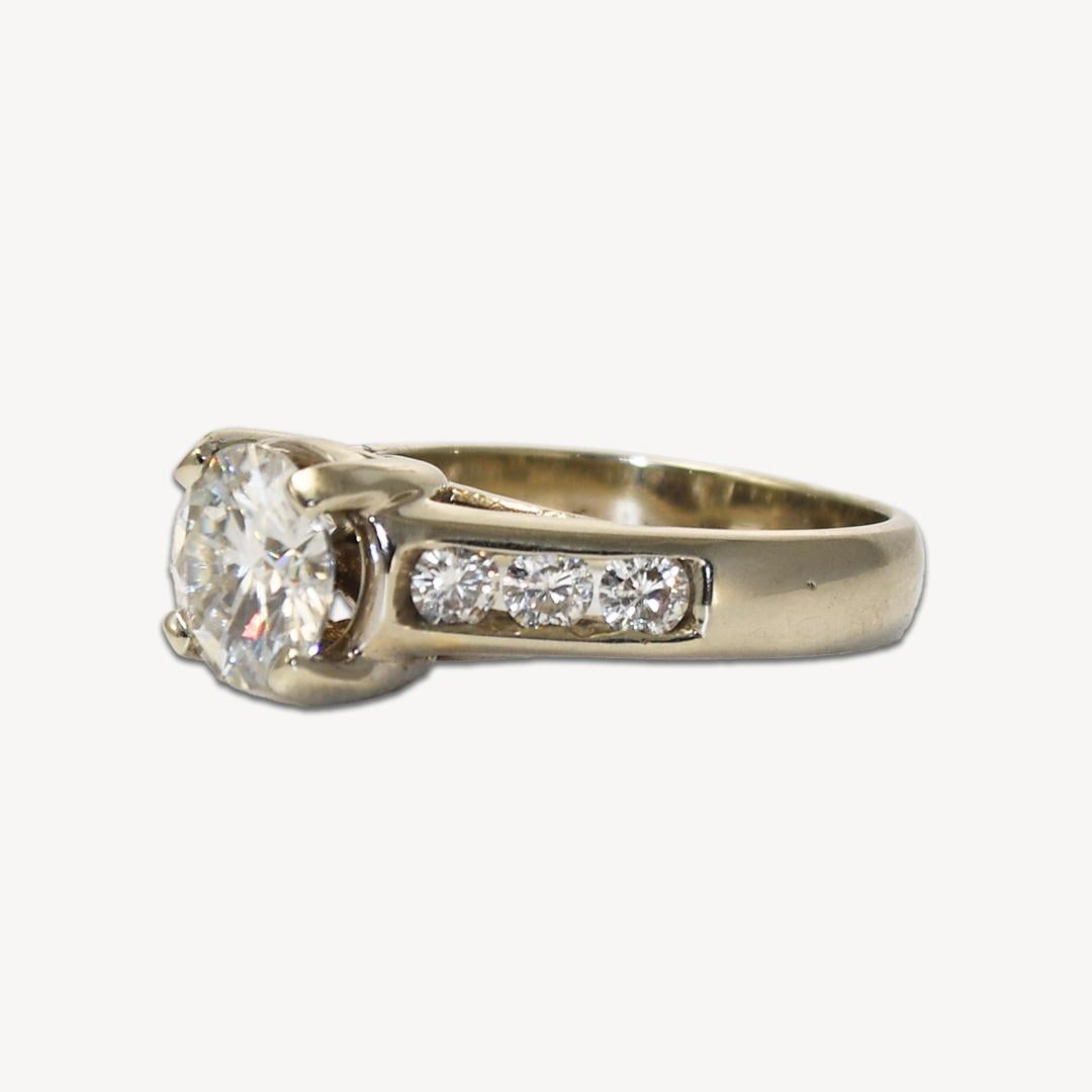 Women's or Men's 14K White Gold Moissanite Wedding Ring Set 3.2ct For Sale