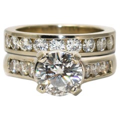 14K White Gold Moissanite Wedding Ring Set 3.2ct