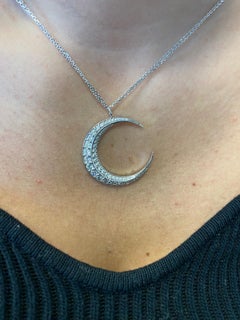 14K White gold Moon Pendant