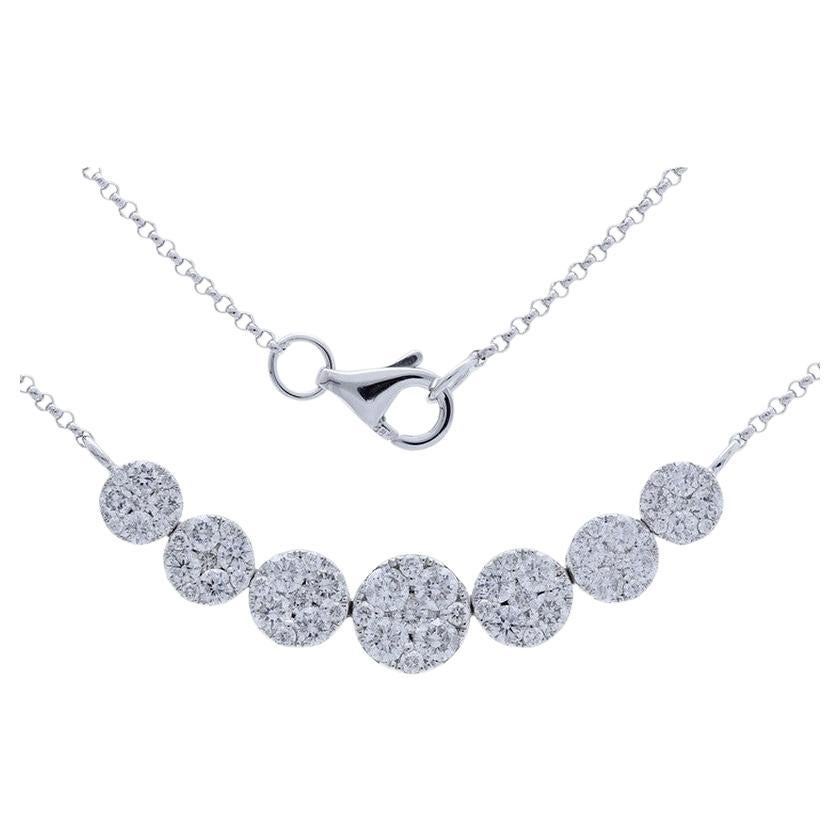 14K Weißgold Moonlight Kollektion Runde Cluster-Halskette - 1,25 Karat Diamanten
