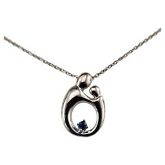 14K White Gold Mother and Child Pendant Necklace #24474