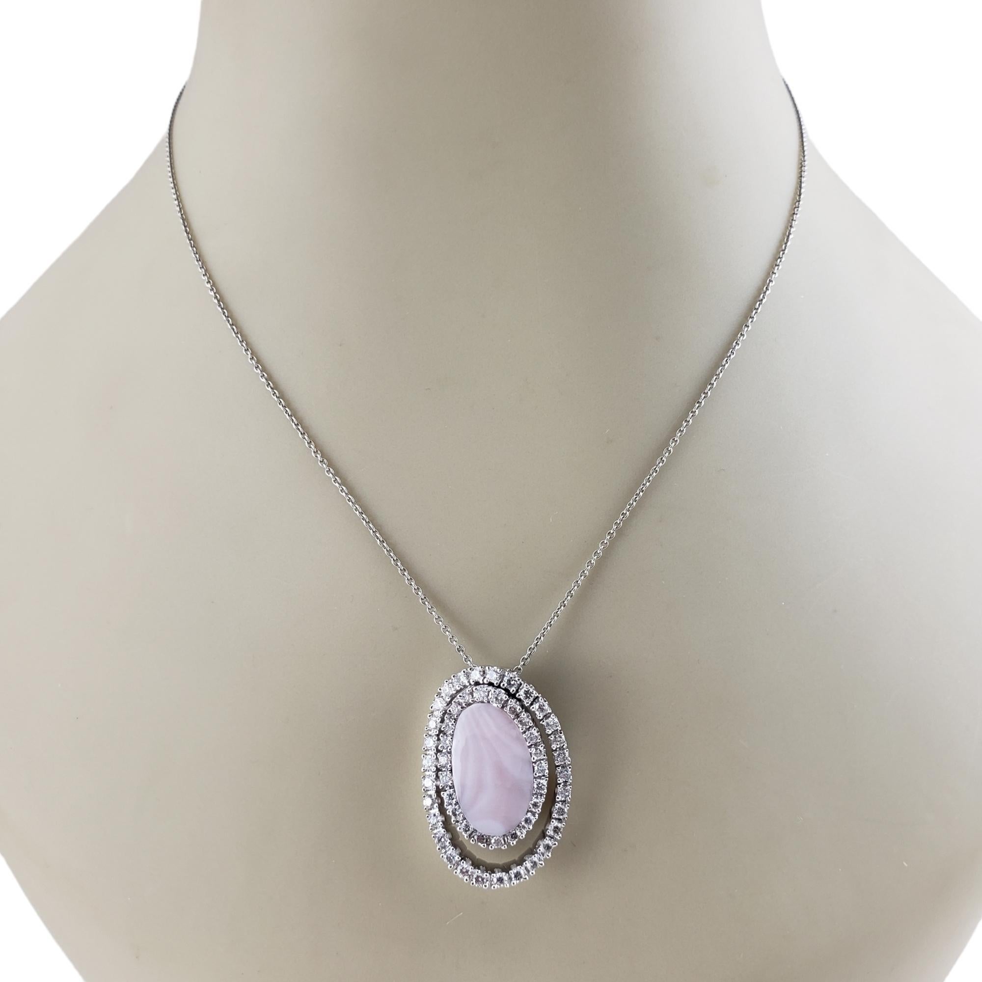14K White Gold Mother of Pearl & Diamond Pendant #15766 For Sale 2