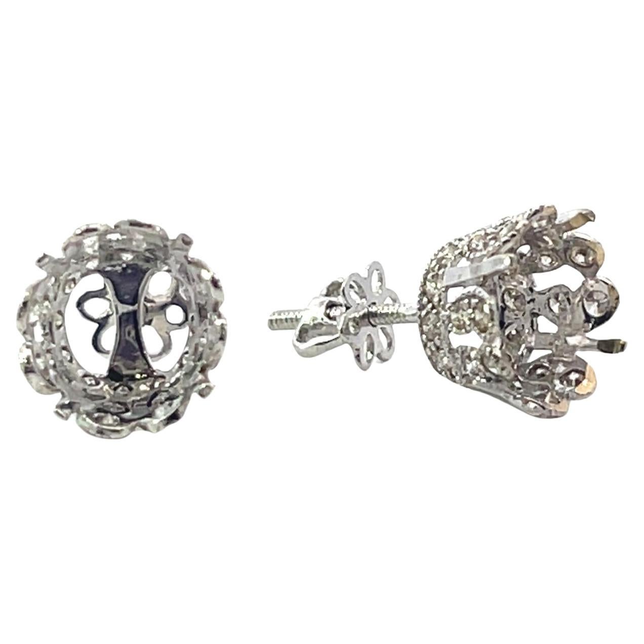 14k White Gold Mounted Stud Earrings