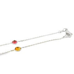 14k White Gold Multi Colored Gemstone Necklace