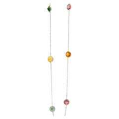 14k White Gold Multi Colored Gemstone Necklace
