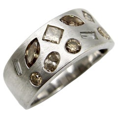 14K White Gold Multi-Colored Multi-Shaped Diamond Confetti Ring