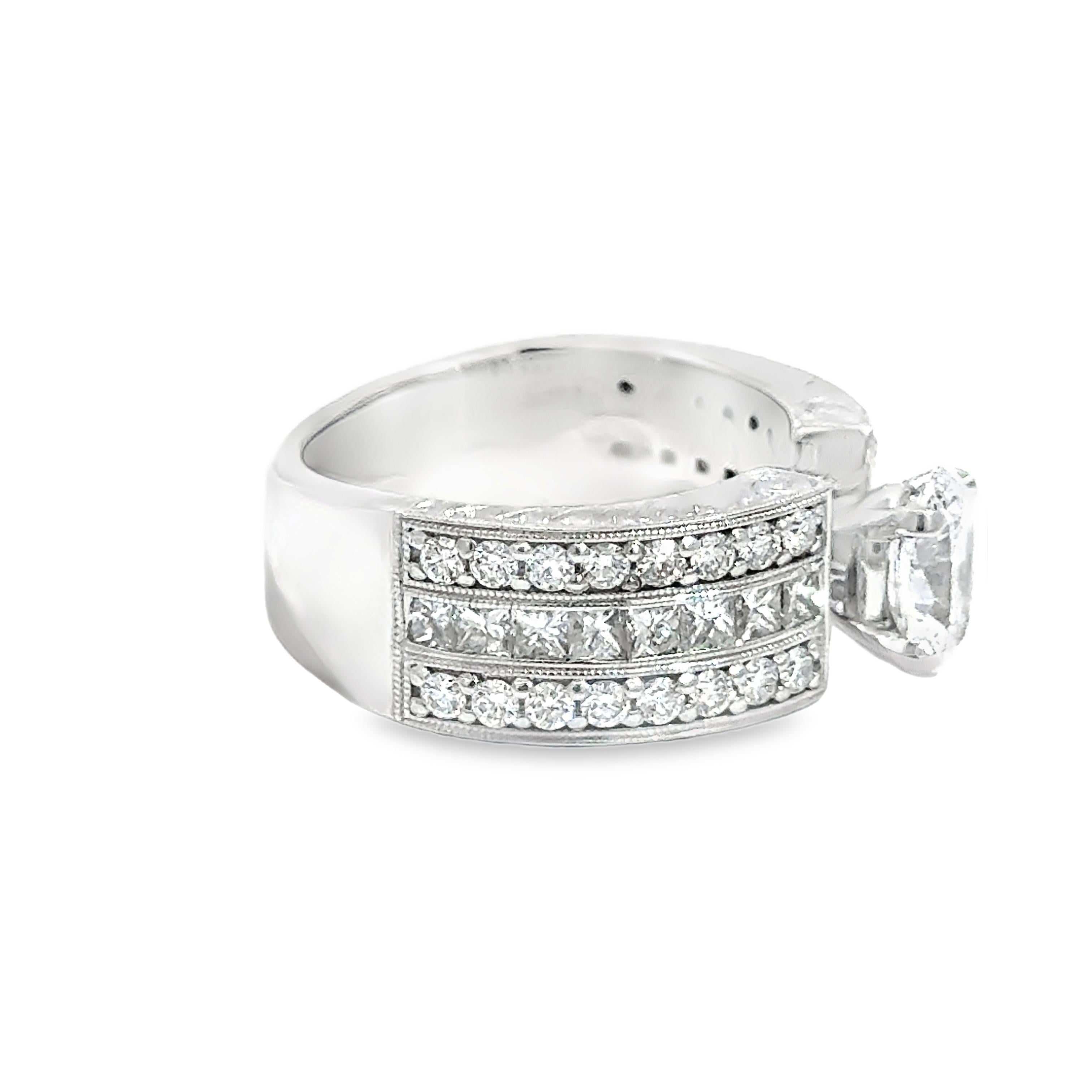 Or blanc 14K Diamant multi-taille 1.20 ct centre ovale Pour femmes en vente