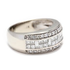 14 Karat White Gold Multi-Diamond Wide Band
