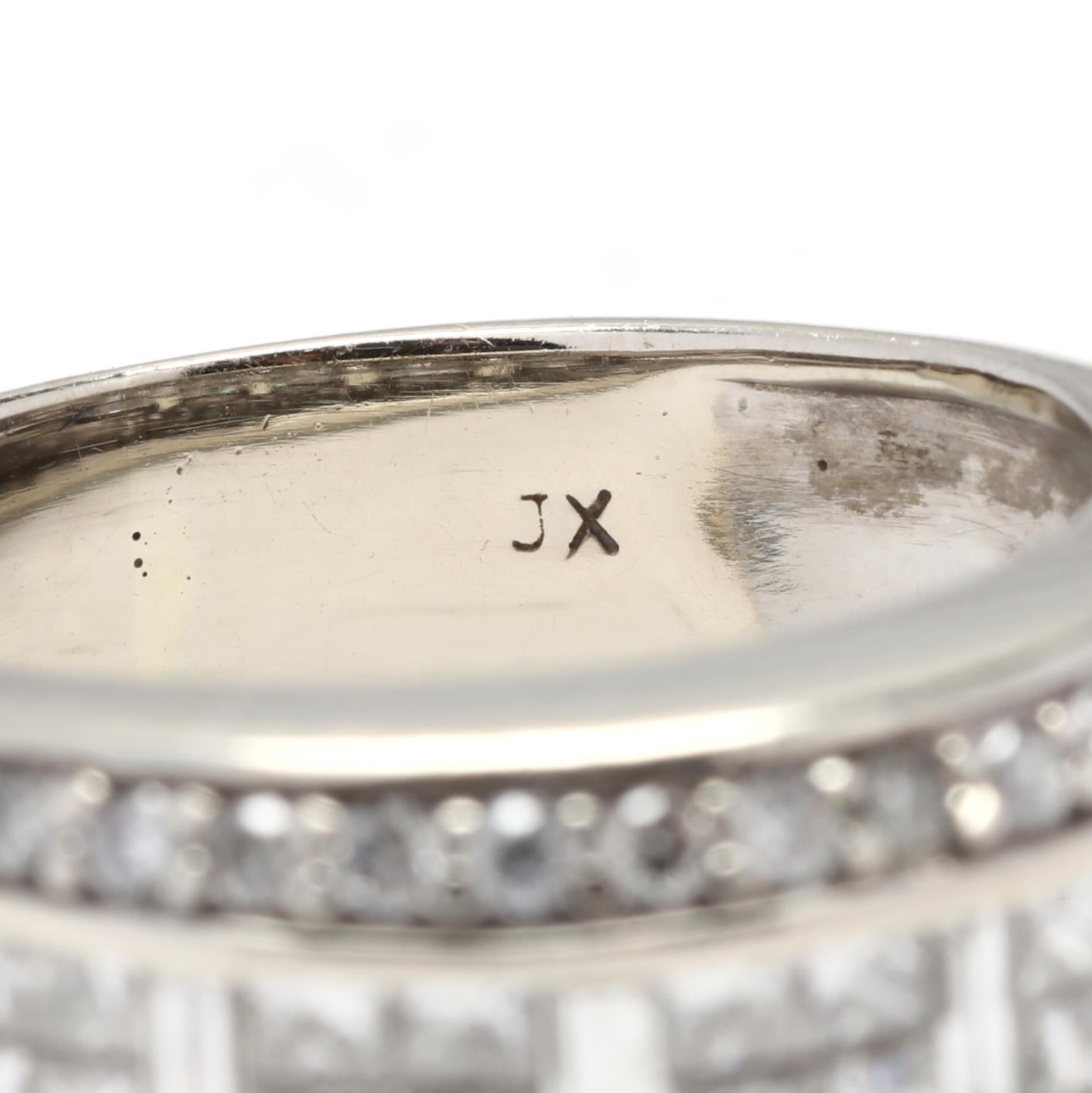 Baguette Cut 14 Karat White Gold Multi-Diamond Wide Band