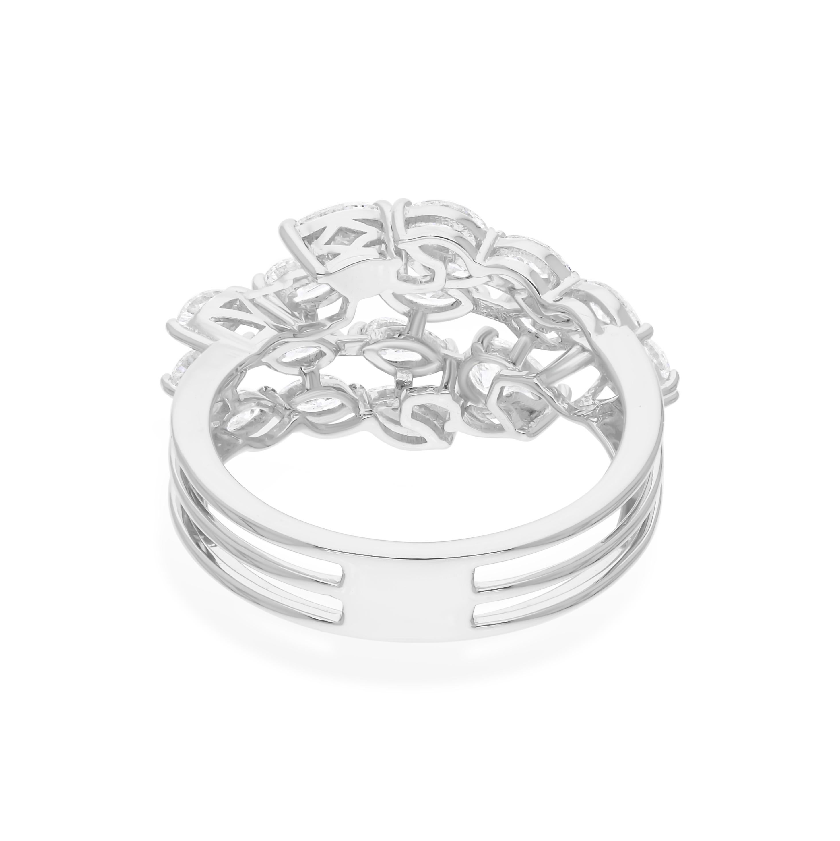 En vente :  14k Or blanc Multi-Row Pear Cluster Wedding Ring Fine Jewelry Bridesmaid Gift 6