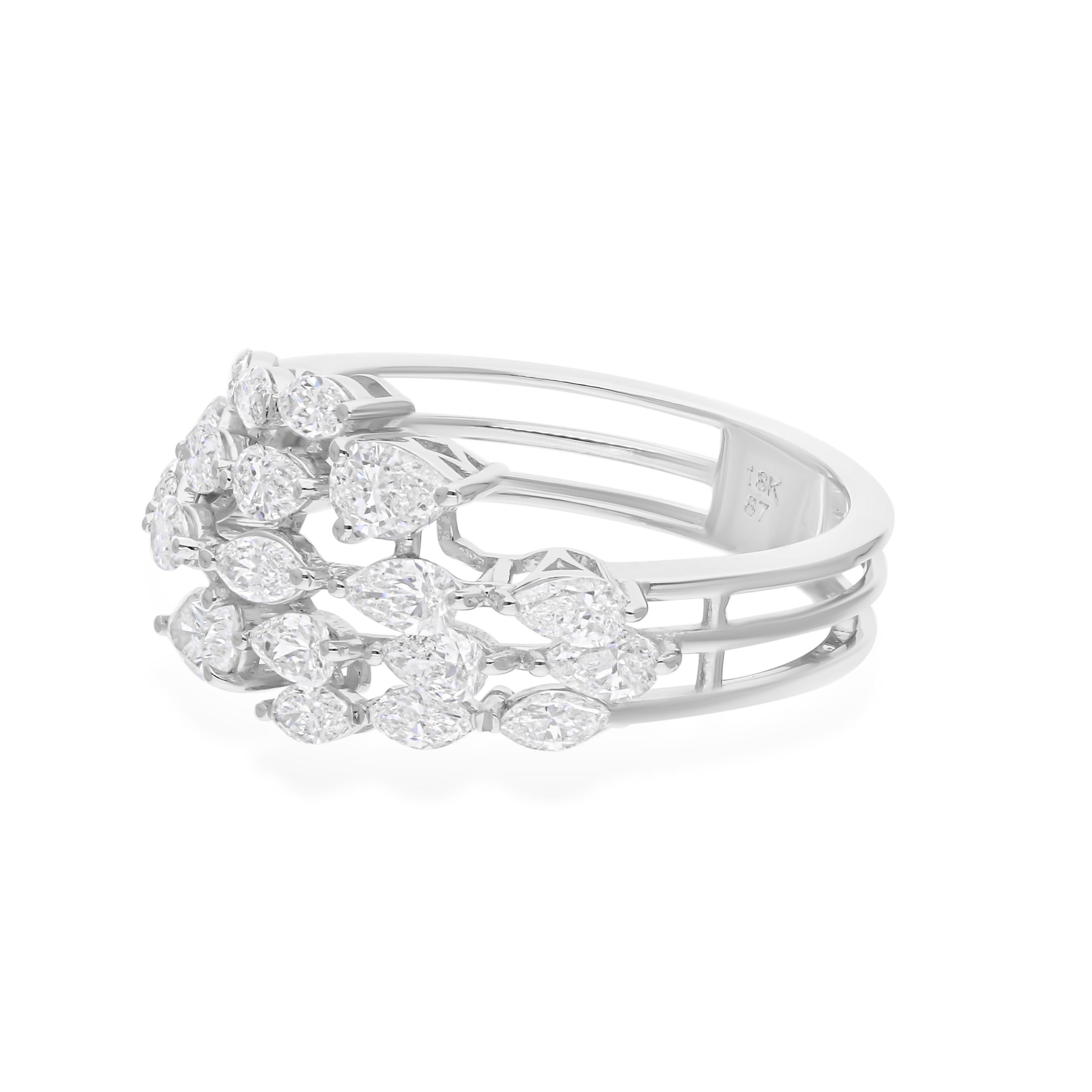 En vente :  14k Or blanc Multi-Row Pear Cluster Wedding Ring Fine Jewelry Bridesmaid Gift 7