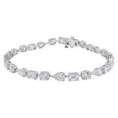 Pulsera tipo «tennis» de oro blanco de 14K con diamantes de formas variadas de 9,41 ct, 7 pulgadas