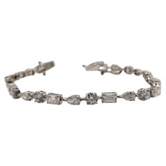 Bracciale in oro bianco 14k con diamanti di diverse forme, 7,11 carati