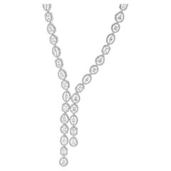 14k White Gold Multi-Shaped Halo Diamond Lariat Necklace