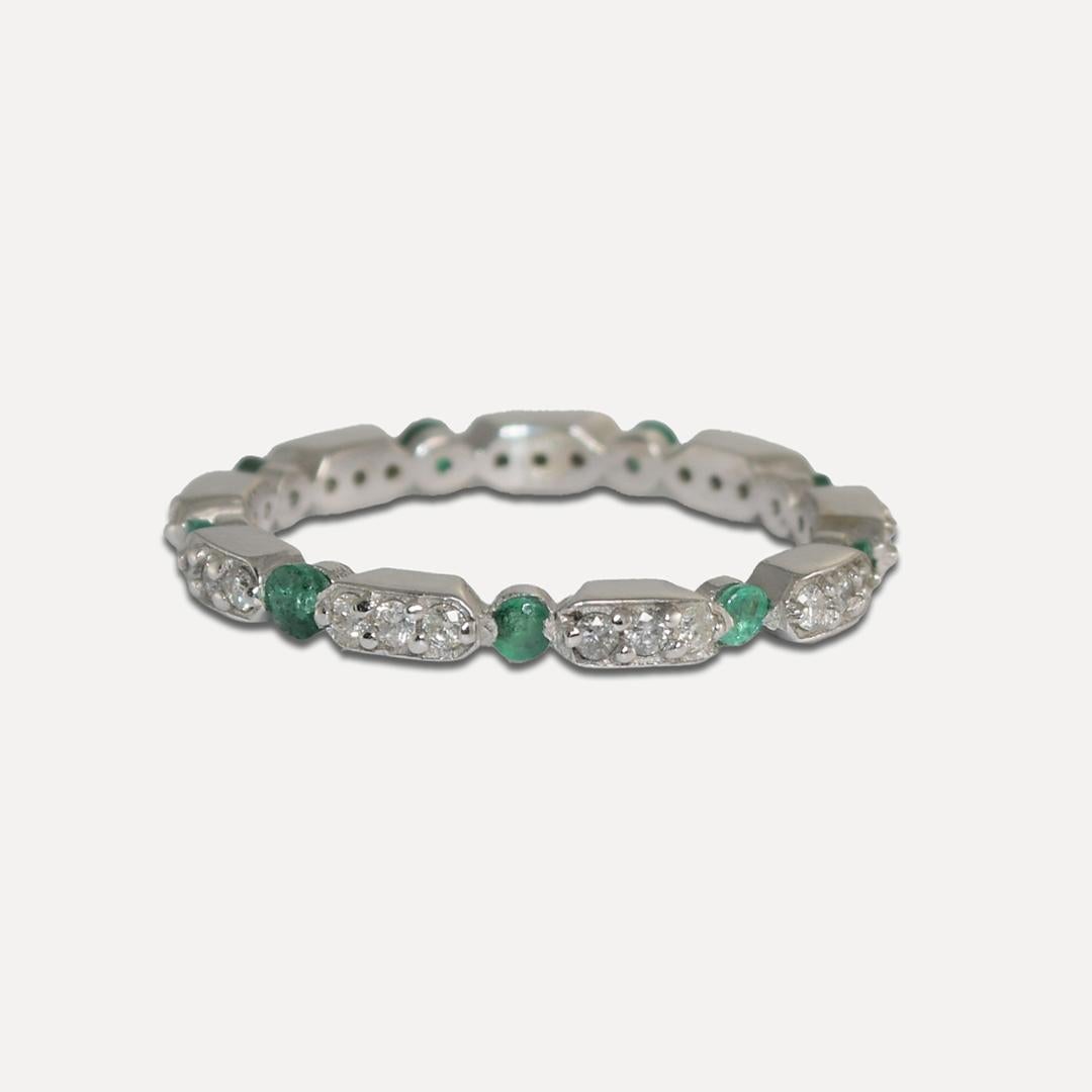 14K White Gold Multi-Stone Stackable Rings For Sale 1