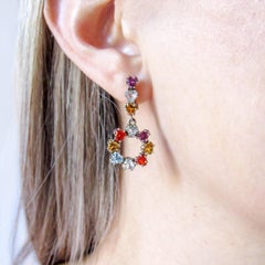 14 Karat White Gold Multi-Color Vibrant Earrings