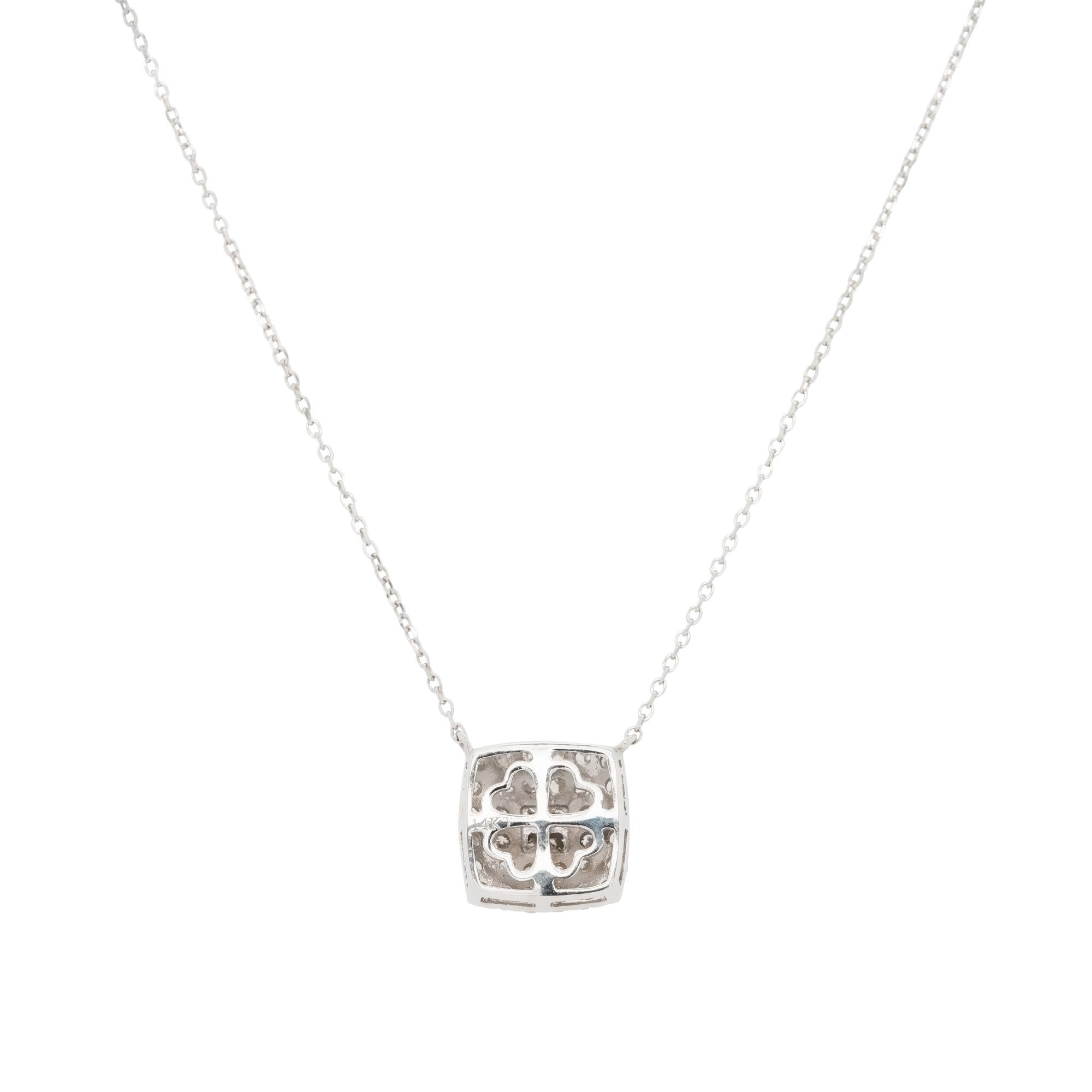 14k White Gold Multiple Rows Diamond Pendant Necklace 3