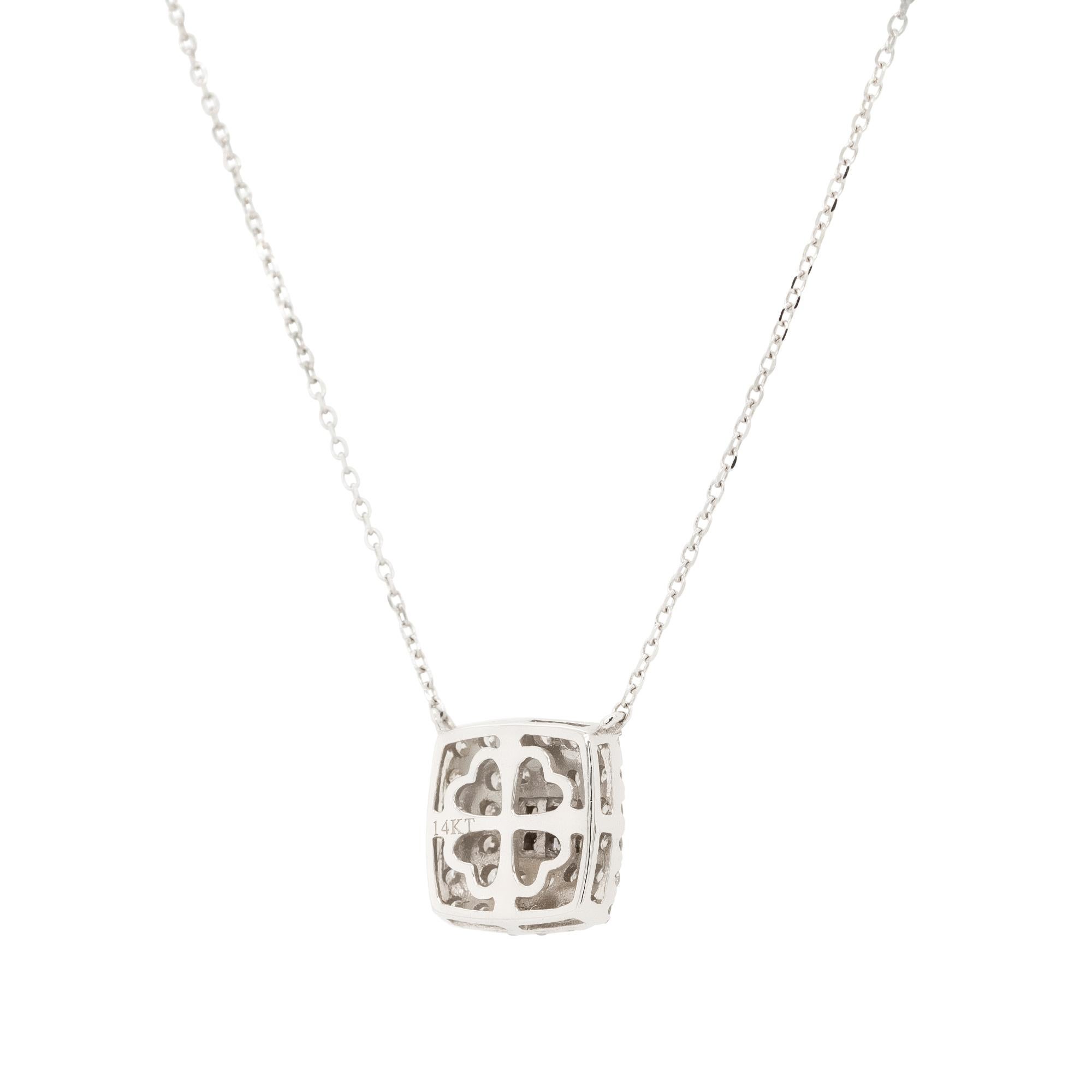 14k White Gold Multiple Rows Diamond Pendant Necklace 4