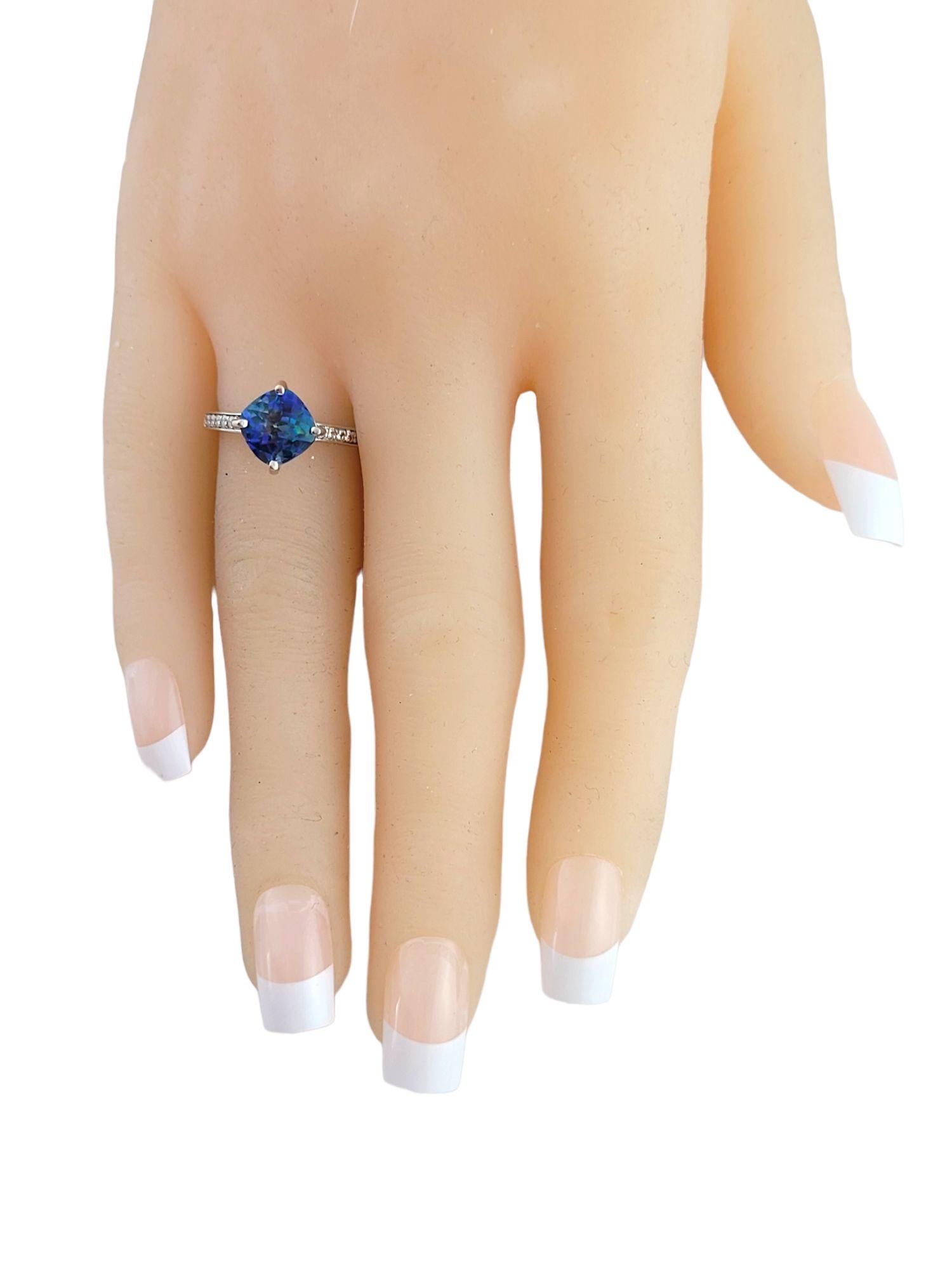 Square Cut 14K White Gold Mystic Topaz Diamond Ring Size 6.75 #14768 For Sale