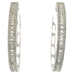 Orecchini a cerchio in oro bianco 14K Nature da 1,06 carati con diamante rotondo taglio Brilliante