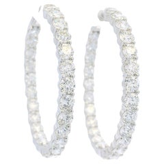 Pendientes de aro de oro blanco de 14 quilates con diamante natural de 11,72 quilates en stock
