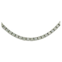 14k White Gold Natural 3.50 Carat Diamond Adjustable Tennis Necklace