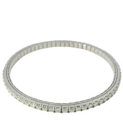 14K White Gold Natural 5.10 Carat Diamond Flexible Bangle Bracelet In Stock