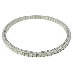 14K White Gold Natural 5.10 Carat Diamond Flexible Bangle Bracelet In Stock