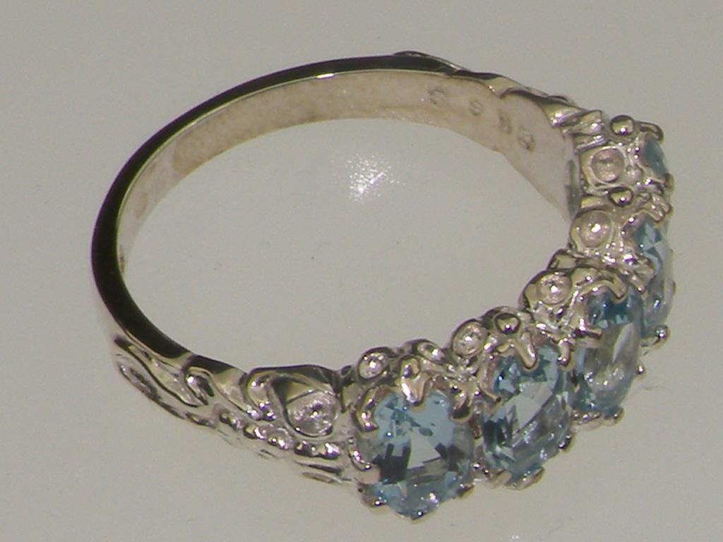 For Sale:  14K White Gold Natural AAA Aquamarine Eternity Engagement Ring - Customizable 3