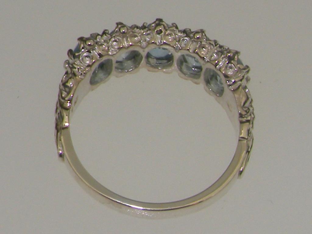 For Sale:  14K White Gold Natural AAA Aquamarine Eternity Engagement Ring - Customizable 5