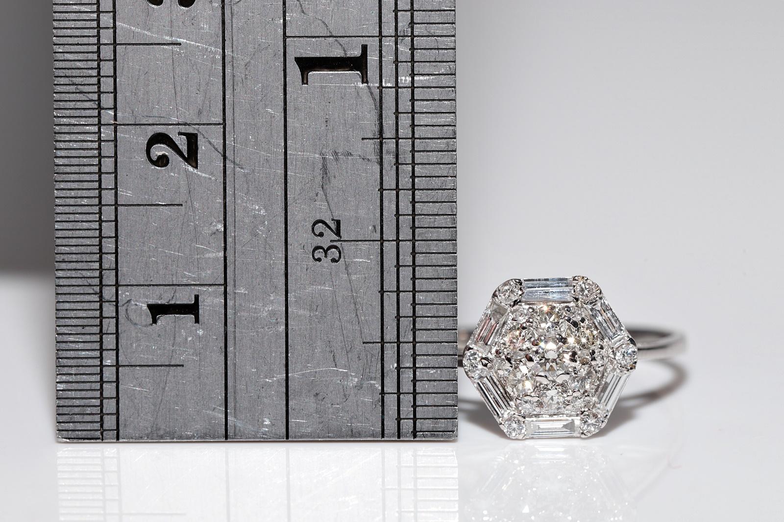 14k White Gold Natural Baguette Cut Diamond And Brilliant Cut Diamond Ring 5