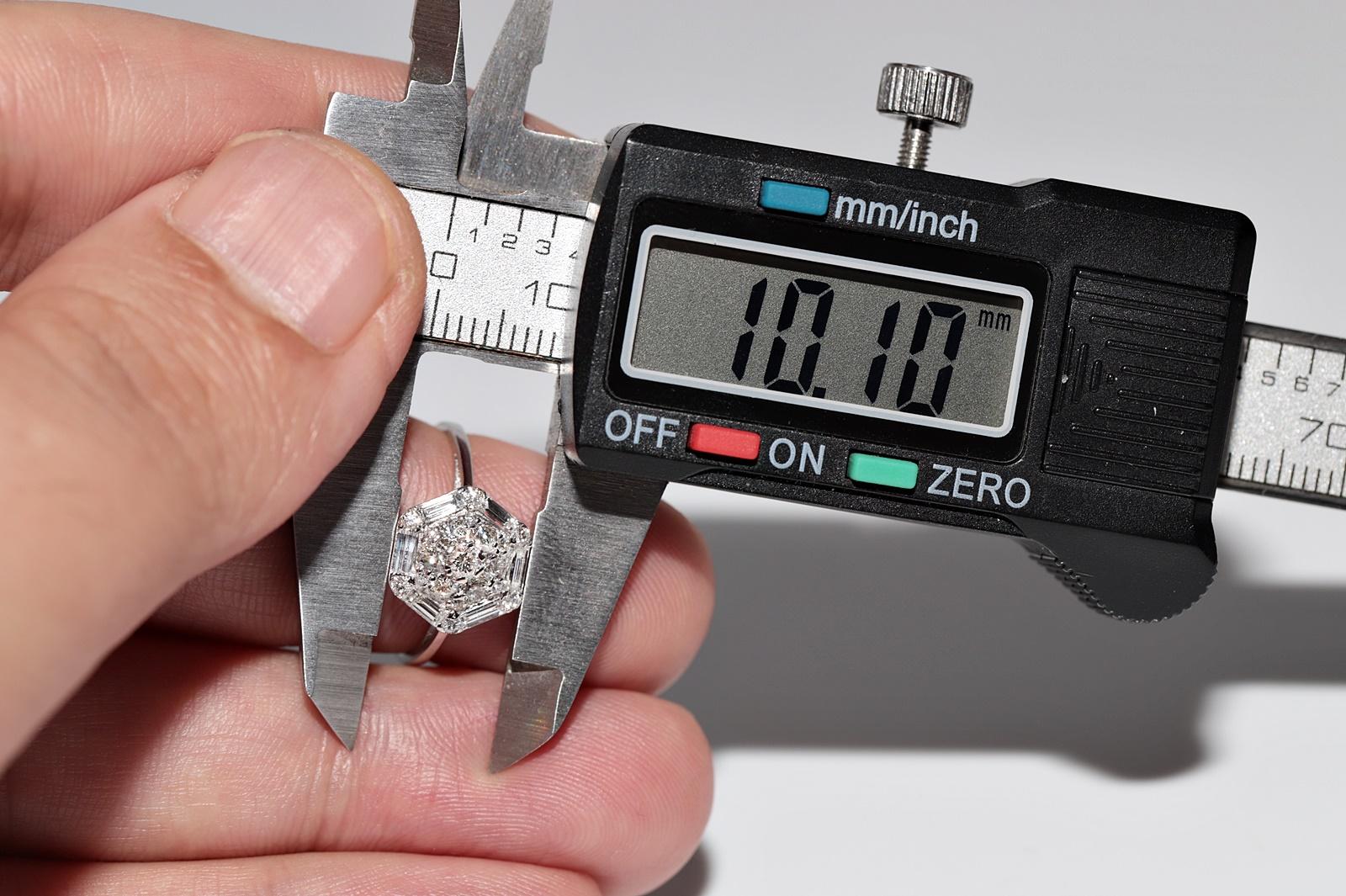14k White Gold Natural Baguette Cut Diamond And Brilliant Cut Diamond Ring 6