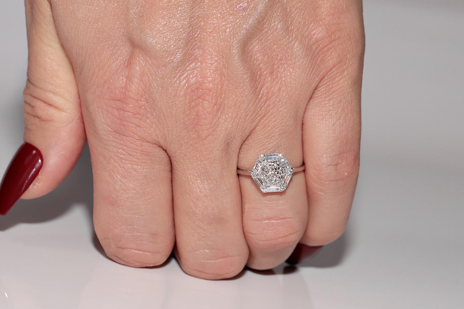 14k White Gold Natural Baguette Cut Diamond And Brilliant Cut Diamond Ring 8