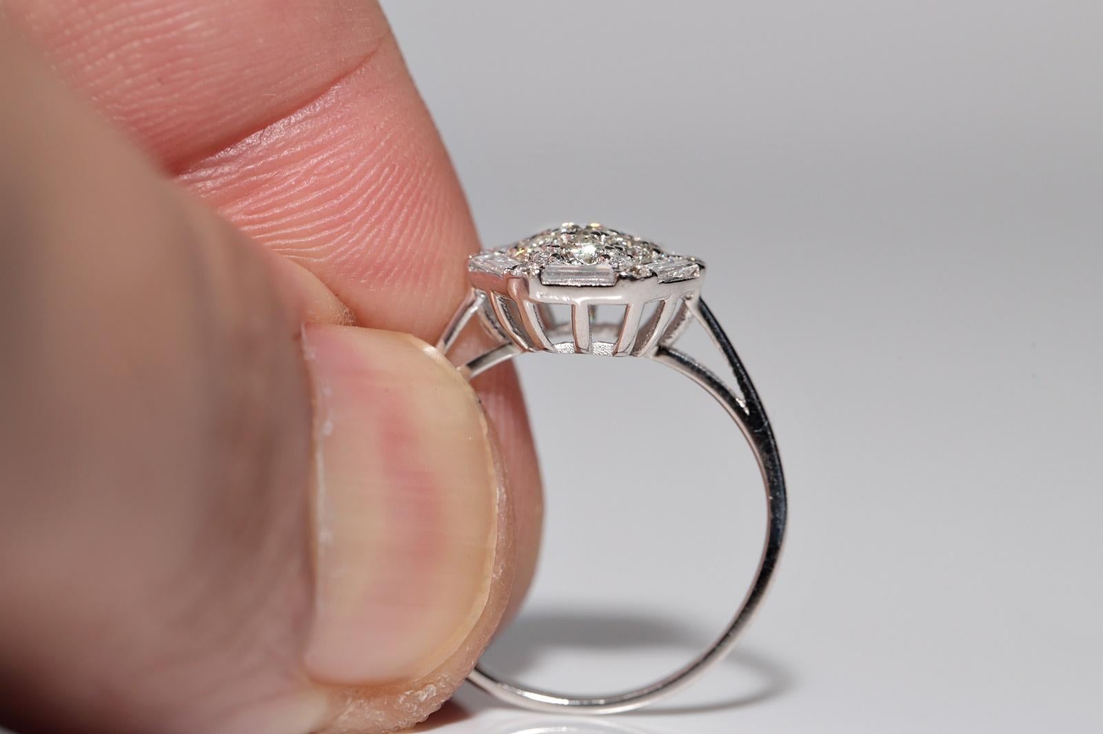 Women's 14k White Gold Natural Baguette Cut Diamond And Brilliant Cut Diamond Ring