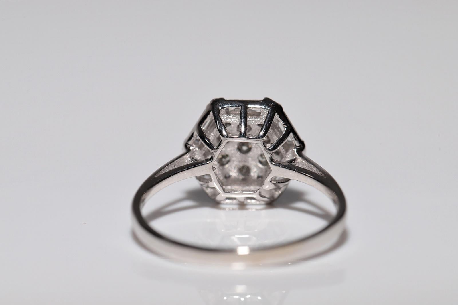 14k White Gold Natural Baguette Cut Diamond And Brilliant Cut Diamond Ring 1