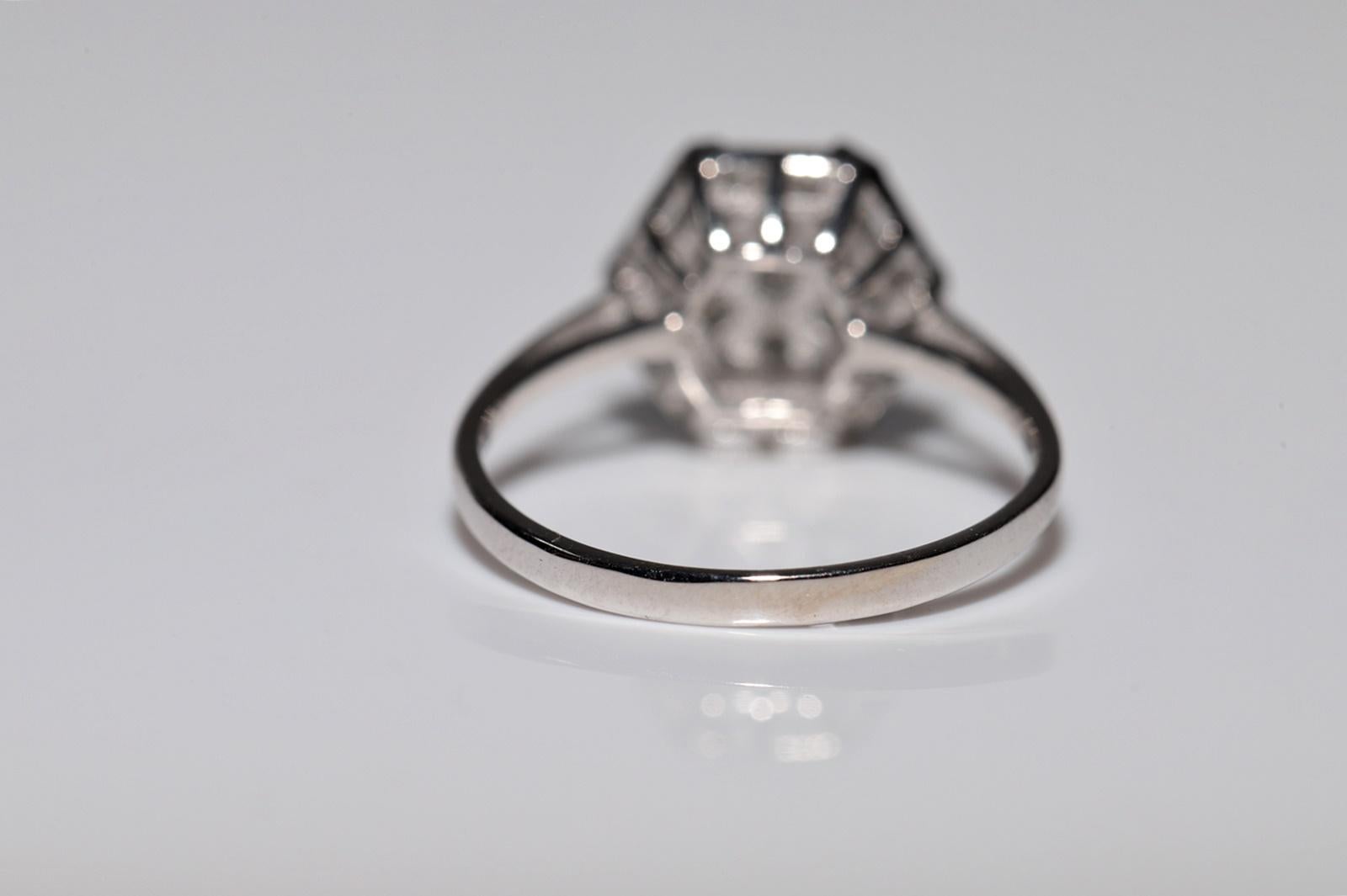 14k White Gold Natural Baguette Cut Diamond And Brilliant Cut Diamond Ring 2