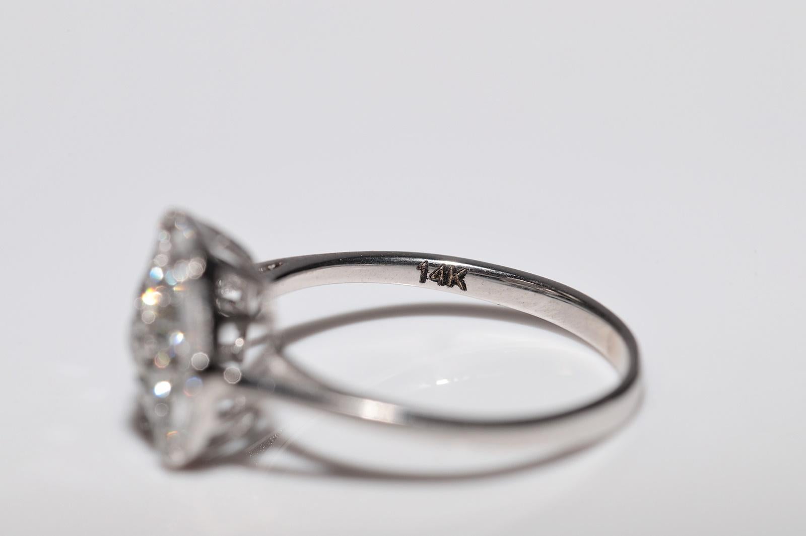 14k White Gold Natural Baguette Cut Diamond And Brilliant Cut Diamond Ring 3