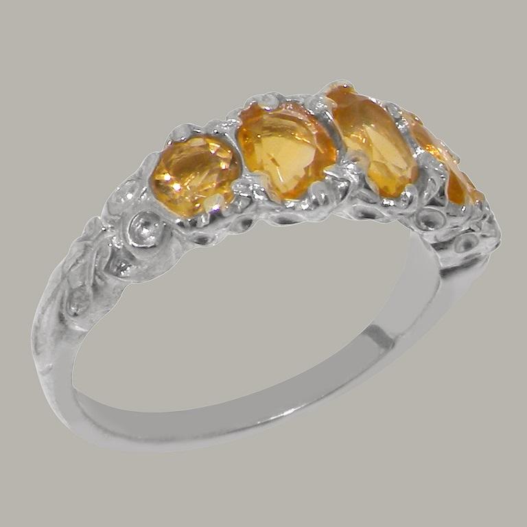For Sale:  14K White Gold Natural Citrine womens Band Ring, Customizable 3