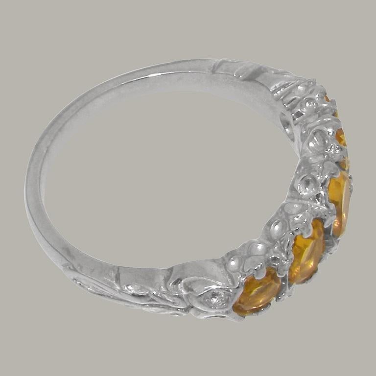 For Sale:  14K White Gold Natural Citrine womens Band Ring, Customizable 4