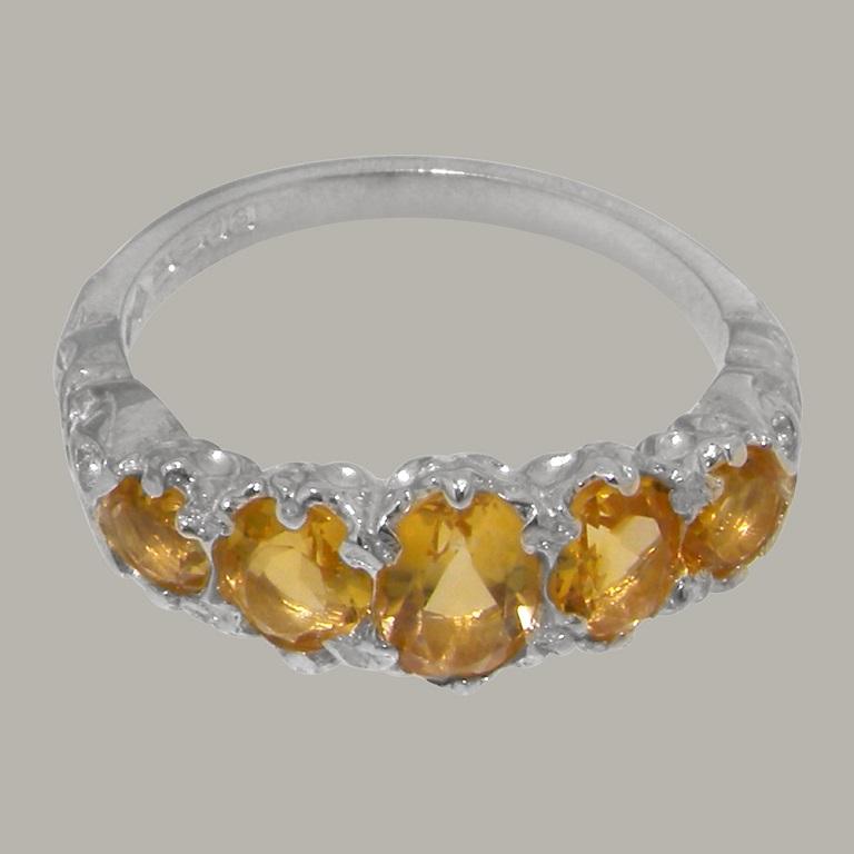 For Sale:  14K White Gold Natural Citrine womens Band Ring, Customizable 5
