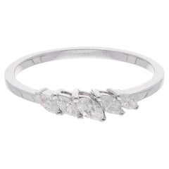 14k White Gold Natural Dainty SI/H Natural Diamond Stackable Band Ring
