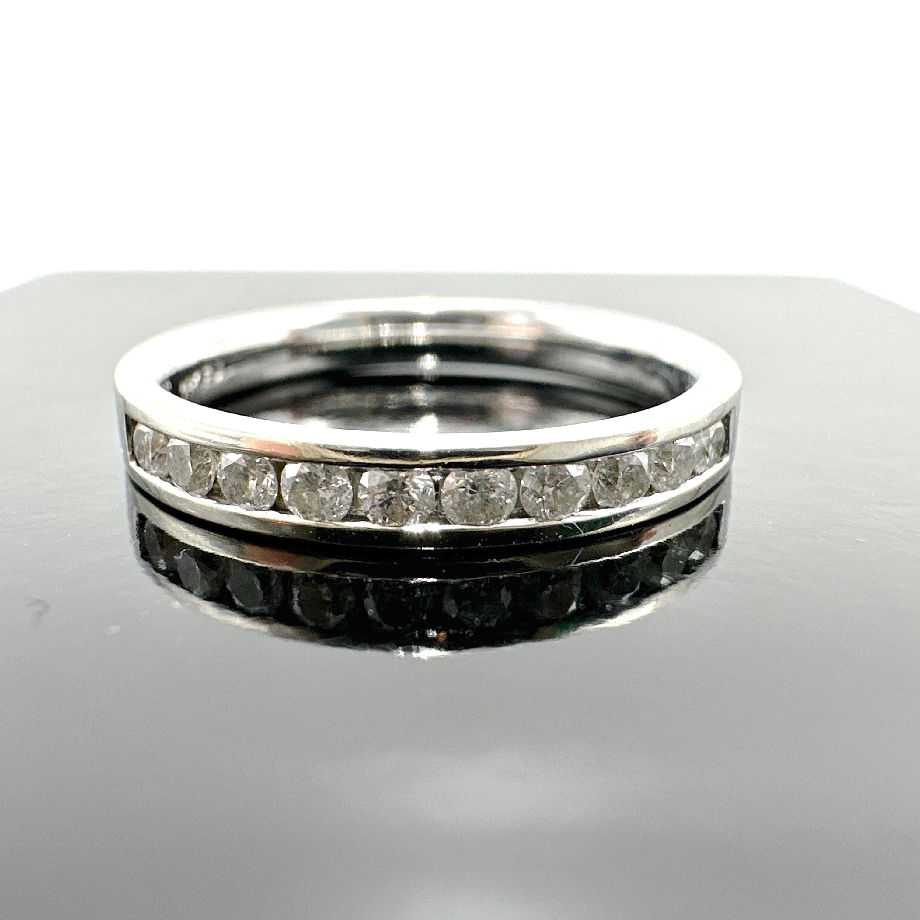 14k White Gold Natural Diamond 1/2 Eternity Ring 0.30TCW For Sale 1